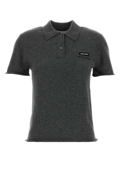 Miu Miu Grey Cashmere Polo Shirt In Gray