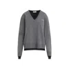 Miu Miu Layered V-neck Oversized Cashmere Sweater In Grey