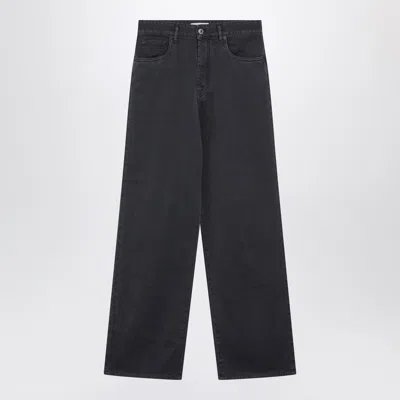 Miu Miu Grey Chambray Denim Trousers In Black