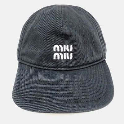 Pre-owned Miu Miu Grey Cotton Cap In Gray