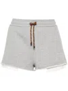 Miu Miu Cotton Fleece Shorts In Grey