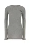 Miu Miu Grey Cotton Mini Dress In Gray