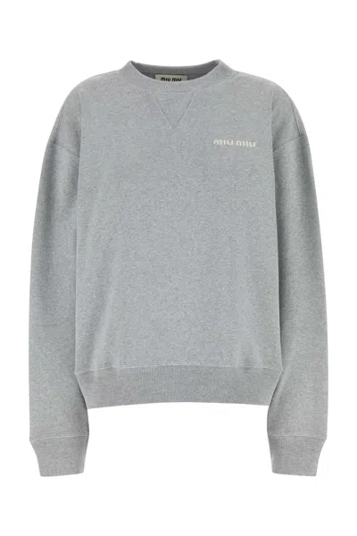 Miu Miu Grey Cotton Oversize Sweatshirt
