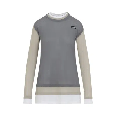 Miu Miu Women Multicolor Cotton T-shirt In Gray