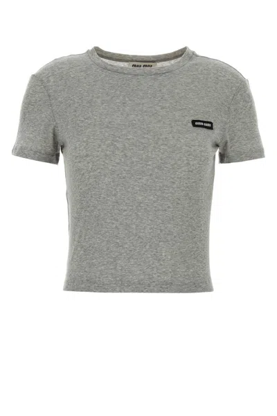 Miu Miu Ea7 Logo Cotton T-shirt In White