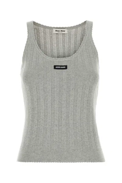 Miu Miu Grey Cotton Tank Top