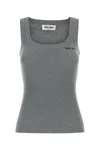 Miu Miu Sleeveless Ribbed Cotton Tank Top In Black