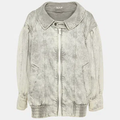 Pre-owned Miu Miu Grey Denim Club Sat June 2018 Oversized Jacket S