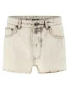 Miu Miu Distressed Cotton Denim Shorts In Grey