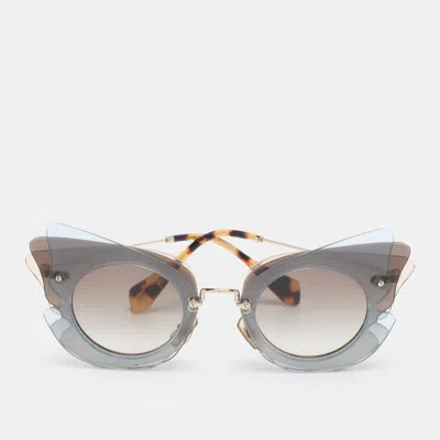 Pre-owned Miu Miu Grey Gradient Layered Smu02s Butterfly Sunglasses In Gray