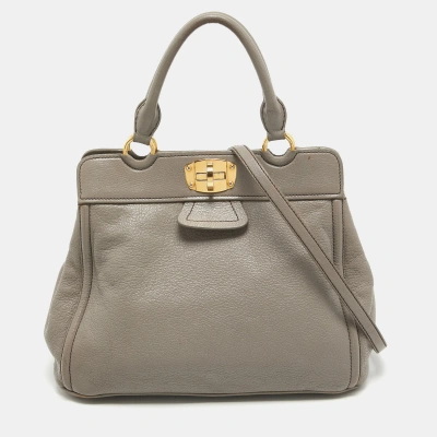 Pre-owned Miu Miu Grey Leather Turnlock Frame Satchel