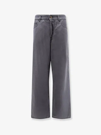 Miu Miu Grey Light Denim Trousers In Gray