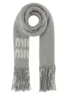 Miu Miu Grey Mohair Blend Scarf In Gray