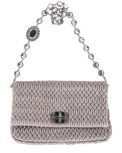 Miu Miu Grey Nappa Calf Leather Large Crystal Cloque Shoulder Bag (authentic  Pre-loved) In Pink