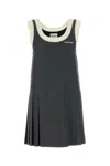 Miu Miu Logo Wool Grisaille Minidress