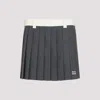Miu Miu Womens Ardesia Contrast-waist Pleated Grisaglia Wool Mini Skirt In Grey