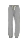 Miu Miu Cotton Fleece Pants With Leather Trim In Grey