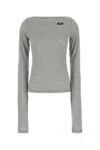 Miu Miu T-shirt In Cotone Grigio  Donna In Gray