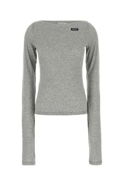 Miu Miu Grey Ribbed Jersey Top
