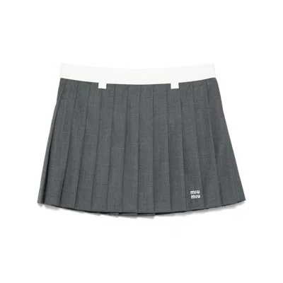 Miu Miu Grey Skirts - Pleated Skirts Women In Gray