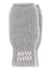 Miu Miu Grey Stretch Mohair Blend Gloves In Gray