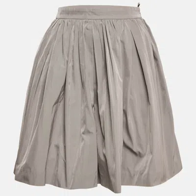 Pre-owned Miu Miu Grey Synthetic Gathered Mini Skirt S