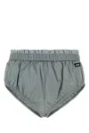 Miu Miu Silk Brief With Elastic Waistband And Mesh Detailing In Piombo
