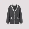 Miu Miu Grey V-neck Cashmere Cardigan In Grey