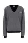 Miu Miu Layered V-neck Oversized Cashmere Sweater In Grey