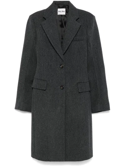 MIU MIU WOMEN GREY VIRGIN-WOOL COAT, XS LUXURY TRENCH COATS FOR WOMEN DARVEYS