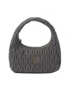 Miu Miu Wander Matelassé Nappa Leather Hobo Bag In Grey