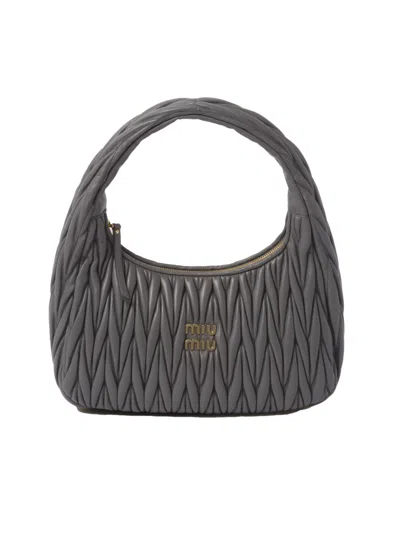 MIU MIU GREY WANDER QUILTED SHOULDER BAG
