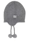 Miu Miu Cozy Knit Beanie Hat With Ear Flaps In Gray