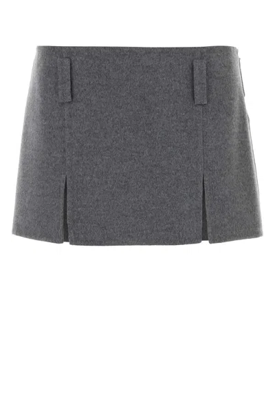 Miu Miu Grey Wool Blend Mini Skirt In Gray
