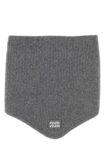 Miu Miu Grey Wool Blend Scarf