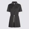 Miu Miu Grey Wool Dress In Black