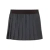Miu Miu Elastic Waistband Pleated Mini Skirt In Gray