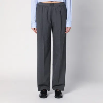 Miu Miu Logo Wide-leg Checked Pants In Gray