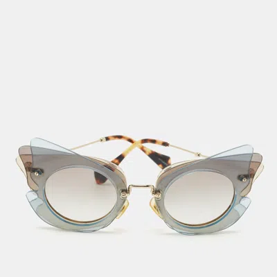 Pre-owned Miu Miu Grey/brown Smu025 Frame Butterfly Sunglasses