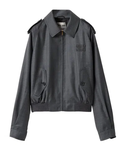 Miu Miu Grisaille Blouson Jacket In Black