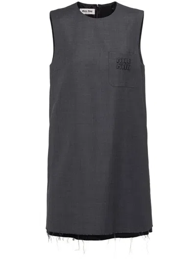 Miu Miu Grisaille Mini-dress In Gray