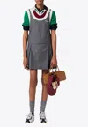 Miu Miu Grisaille Logo Embroidered Mini Dress In Gray