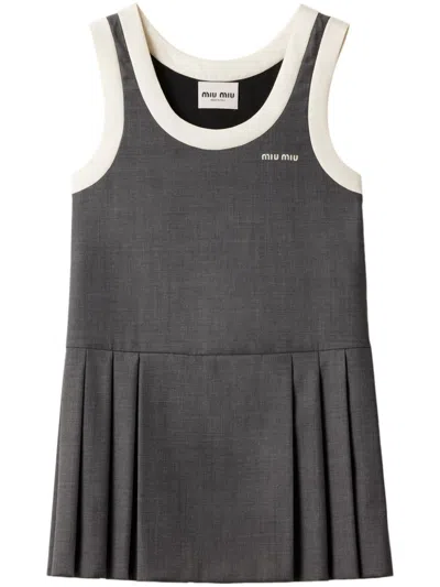 Miu Miu Grisaille Mini Dress In Grau