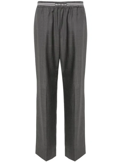 Miu Miu Grisaille Wide-leg Trousers In Grey