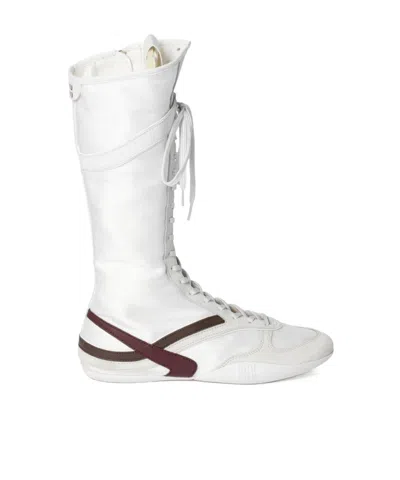 Miu Miu Gymnasium Boots In White/burgundy