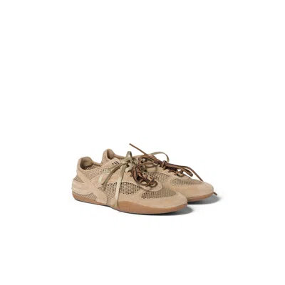 Miu Miu Gymnasium Mesh And Suede Sneakers In Nude