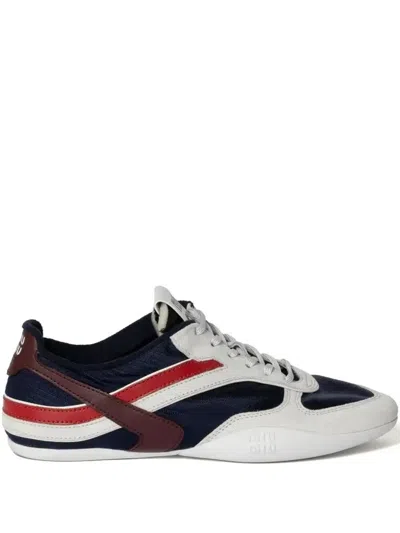 Miu Miu Multicolor Tech Fabric And Suede Gymnasium Sneakers In Animal Print