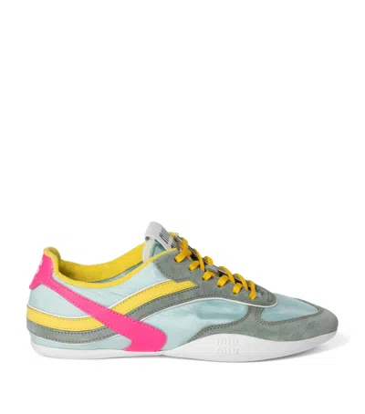 Miu Miu Gymnasium Tech-nylon And Suede Sneakers In Multi