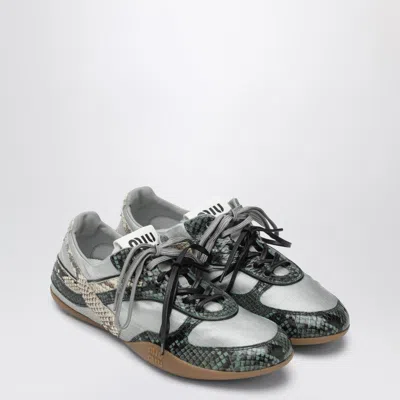 MIU MIU GYMNASIUM SNEAKERS IN TECHNICAL FABRIC AND AYERS PYTHON PRINT