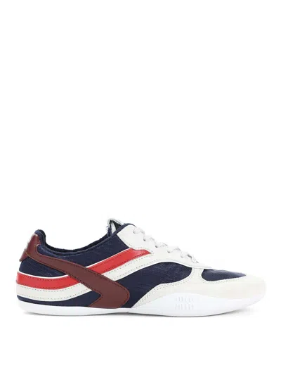 Miu Miu Multicolor Tech Fabric And Suede Gymnasium Sneakers In Animal Print